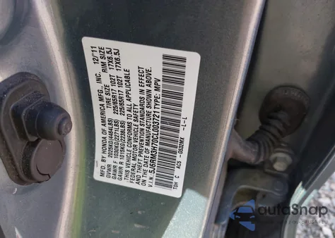 2012 Honda Cr-V Ex-L из США, поврежденный, VIN 5J6RM3H70CL003721